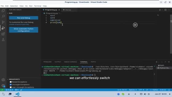 A code editor with a terminal open on NEXZOS.